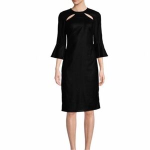 Shoshanna Bellaire Cutout Trumpet-Sleeve Dress Black Velvet Style 5700329 Size 6